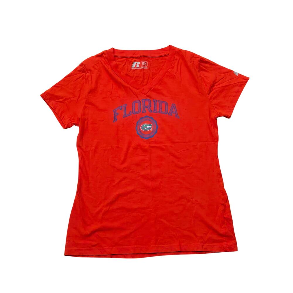 Russell Athletic University of Florida Gators Orange Graphic V-Neck Tee Shirt